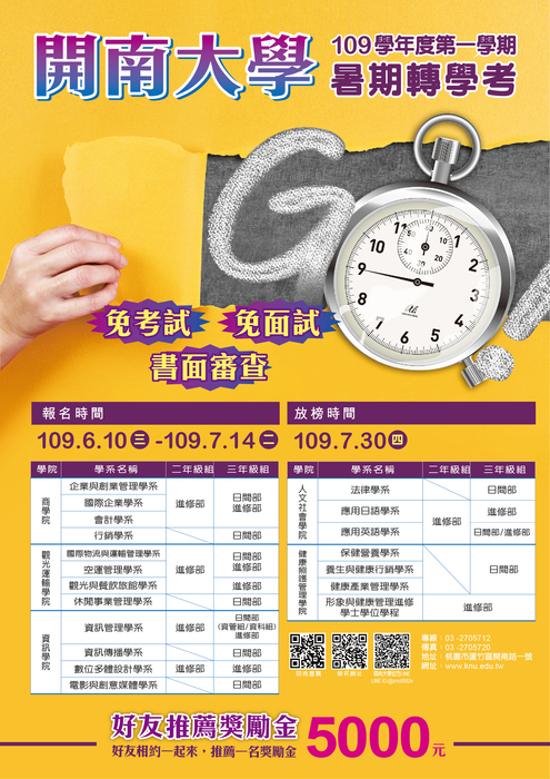【開南大學】109學年度第一學期轉學考圖片